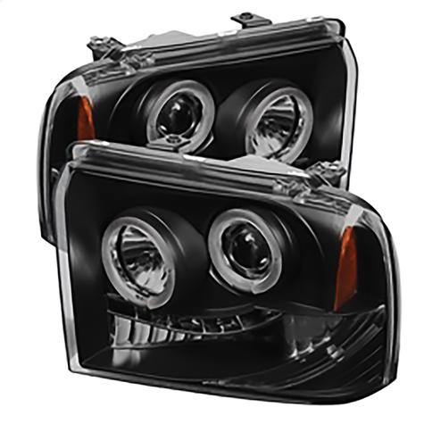 2005-2007 Ford F250 & F350 Super Duty; Projector Headlights; Black Smoke