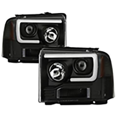 2005-2007 Ford F250 & F350 Super Duty; High-Power LED Module Projector Headlights; Black