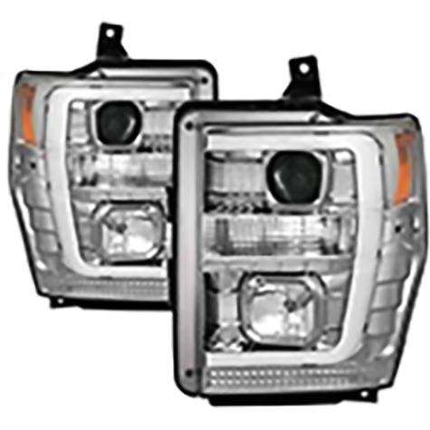 2008-2010 Ford F250 & F350 Super Duty; Version 2 Projector Headlights; Chrome