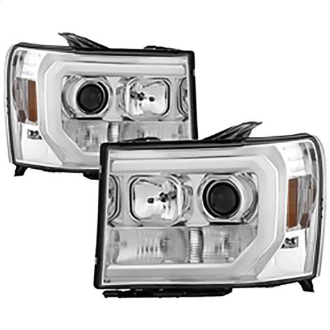 2007-2013 GMC Sierra 1500/2500/3500; Sierra 2500HD/3500HD & Denali; Version 2 Projector Headlights; Light Bar DRL LED; C