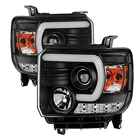 2014-2018 GMC Sierra 1500; Sierra 2500HD/3500HD; Projector Headlights; Light Bar DRL; Black