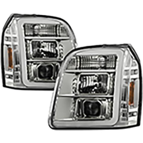 2007-2014 GMC Yukon; Version 2 Projector Headlights; LED White Light Bar Parking Light; Chrome
