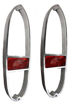 1955-58 Chevrolet Cameo/GMC Suburban Carrier; Tail Lamp Inner Ring; w/ Reflector; Polished Aluminum Billet; Pair