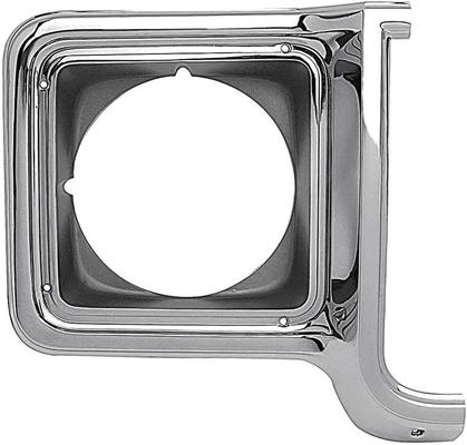 1973-78 Chevy, GMC; Pickup; Blazer; Jimmy; Suburban; Headlamp Bezel; Chrome / Dark Argent Silver; RH Passenger Side