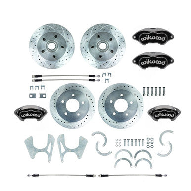 The Right Stuff 71-72 C10 5 lug Rear Disc Brake Kit w/Matching Front Rotors Blk Wilwood Calipers - (T71DC05BP)