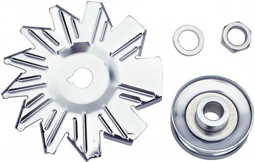 1963-83 GM; Chrome Alternator Fan And Pulley Set; Single Groove