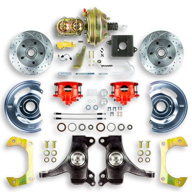 The Right Stuff 60-62 Chevrolet/GMC Truck/Suburban 2" Drop, Red Calipers Pwr Front Disc Conversion 5x5 Bolt Pattern