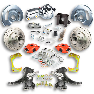 The Right Stuff 60-62 Chevy/GMC Truck/Sub 2" Drop Pwr Front Conv w/Red Calipers, Chrome Upper 6x5.5 Bolt Pattern -