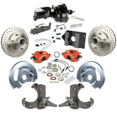 The Right Stuff 60-62 Chev/GMC Truck/Sub, Power Front Disc Brake Kit Red Calipers Black Upper 6x5.5 Bolt Pattern - (TDC6
