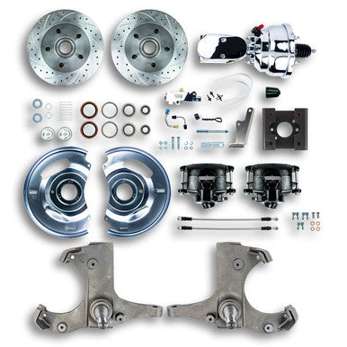 The Right Stuff 63-66 Chevy/GMC Truck/Sub, Pwr Front Disc Kit, Black Calipers, Chrome Upper 5x5 Bolt Pattern - (TDC6325B