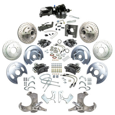 The Right Stuff 63-66 GM C10/15 Truck/Sub w/2WD Power 4-Wheel Brake Kit, Blk Calipers Blk Upper 6x5.5 Bolt Pattern - (TD
