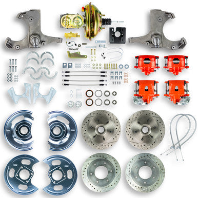 The Right Stuff 67-70 GM C10/C15 Truck/Suburban W/2WD, Pwr 4-Wheel Disc Brake Kit, Red Calipers 6x5.5 Bolt Pattern - (TD