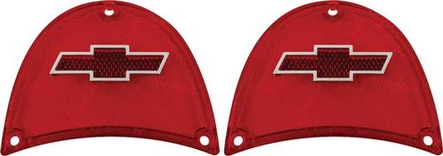 1957 Chevy Bel Air, 150, 210, Nomad; Tail Lamp Lenses; with Chrome Bow Tie; Pair