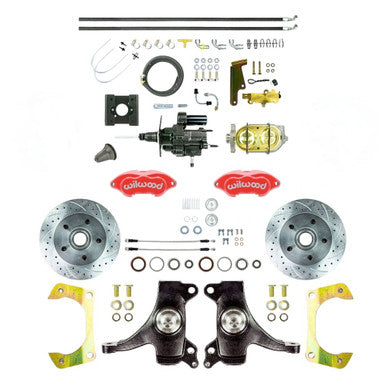 The Right Stuff 1963-66 Chevy Truck, 2" Drop, Hydro Boost Disc Brake Conv Red Wilwood Calipers - (THB6325DZP)