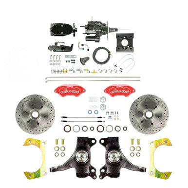 The Right Stuff 63-66 GM Truck, 2" Drop Black Hydraulic Assist Front Disc, Red Wilwood Calipers - (THB6326DZYP)