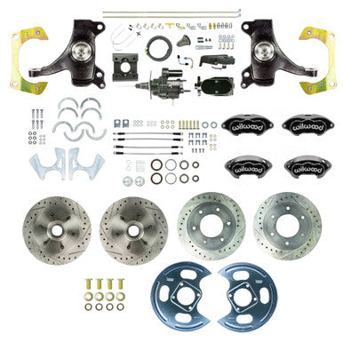 The Right Stuff 1963-66 GM Truck 2" Drop Hydraulic Assist 4-Wheel Disc, Black Wilwood Calipers - (THB6356DBYP)