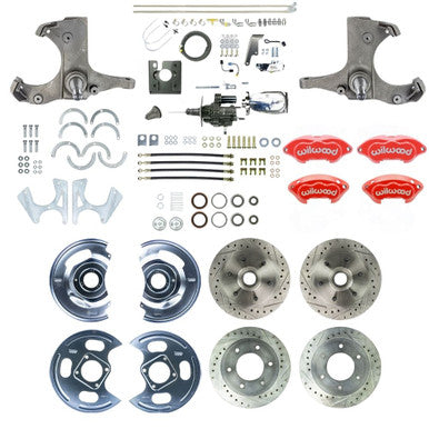 The Right Stuff 67-70 GM Truck, 2WD Hydraulic assist 4-Wheel Disc Brake Kit Red Wilwood Calipers - (THB6756ZXP)