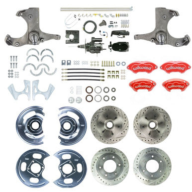 The Right Stuff 67-70 GM Truck 2WD Hydraulic assist 4-Wheel Disc Brake Kit, Red Wilwood Calipers - (THB6756ZYP)