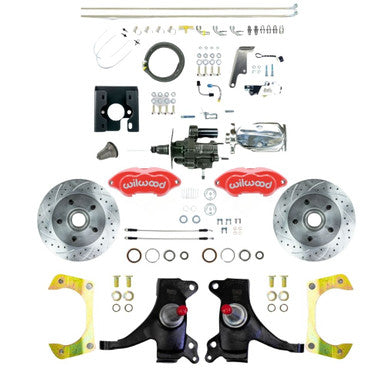 The Right Stuff 71-72 GM C10 Truck 2" Drop Chrome Hydraulic Assist Disc Kit Red Wilwood Calipers - (THB7125DZXP)