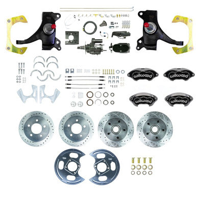 The Right Stuff 71-72 C10 Truck 2" Drop Blk Hydraulic Assist 4-Wheel Disc Black Wilwood Calipers - (THB7155DBYP)