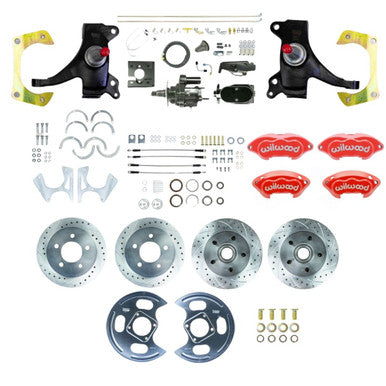 The Right Stuff 71-72 C10 Truck 2" Drop Black Hydraulic Assist 4-Wheel Disc Red Wilwood Calipers - (THB7155DZYP)