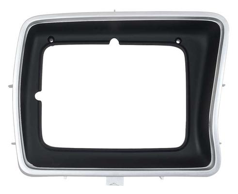 1978-79 Ford F150F,250F,F350 Pickup, Bronco; Headlamp Bezel; Rectangular; Argent Silver with Dark Accent Paint; RH Passe