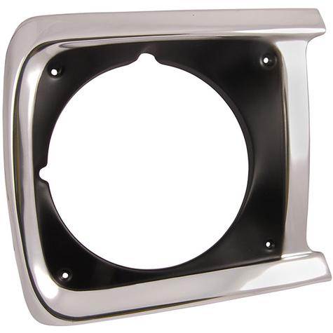 1970-72 Ford F-Series Pickup; Headlamp Bezel; Anodized Aluminum; Black Painted Accent; RH Passenger Side