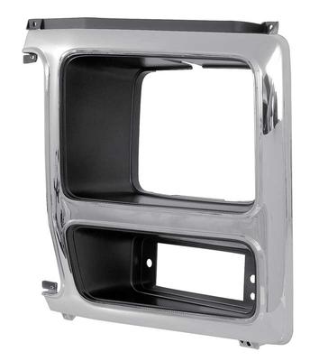 1980-86 Ford F-Series Truck, Bronco; Headlamp Bezel; LH; Chrome / Dark Argent