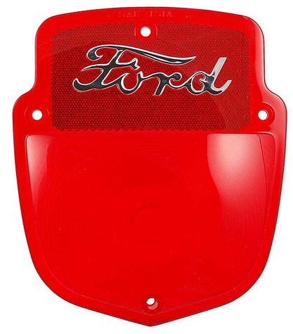 1948-66 Ford F-Series Flareside Truck; Shield Tail Lamp Lens; Chrome Ford Script Lettering