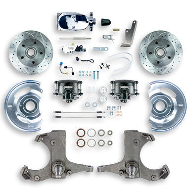 The Right Stuff 60-62 Chevy/GMC Truck & Suburban Std Front Disc Kit, Blk Calipers Chrome Upper - (TSD6015BX)