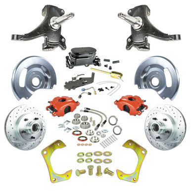 The Right Stuff 60-62 GM Truck & Sub, 2" Drop, Std Front Disc Brake Kit Red Calipers Black Upper - (TSD6015DZY)