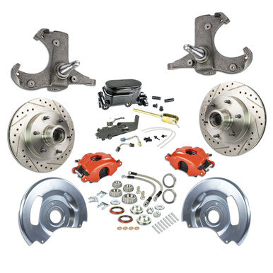 The Right Stuff 60-62 Chevy/GMC Truck & Sub, Std Front Disc Brake Kit, Red Calipers Blk Upper - (TSD6016ZY)