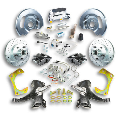The Right Stuff 63-70 GM Truck/Sub 2" Drop, Std Front Disc Brake Kit, Blk calipers, Chrome Upper - (TSD6315DBX)