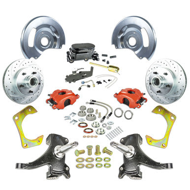 The Right Stuff 63-70 GM Truck & Sub, 2" Drop Std Front Disc Brake Kit, Blk Calipers Blk Upper - (TSD6315DZY)