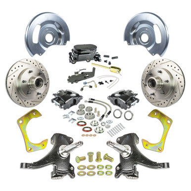 The Right Stuff 63-70 GM Truck & Sub, 2" Drop Std Front Disc Brake Kit, Blk Calipers Blk Upper - (TSD6316DBY)