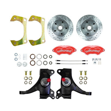 The Right Stuff 1971-72 GM Truck/Sub, 2WD, 2" Drop At The Wheel Disc Kit Red Wilwood Calipers - (TWK7125DZP)