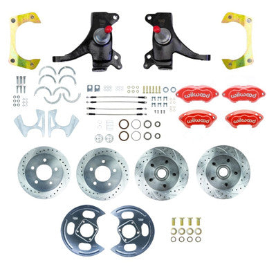 The Right Stuff 1973-87 GM Truck/Sub 2" Drop 4-Wheel At The Wheel Disc Kit, Red Wilwood Calipers - (TWK7355DZP)