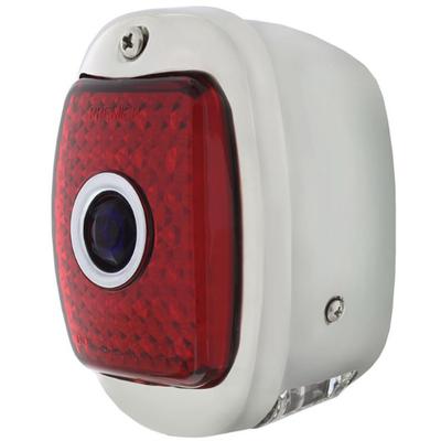 1937-38 Chevrolet Passenger Car; LED Tail Light Assembly w/ 6 LED License Lens; Polished Stainless Steel Housing; Blue D