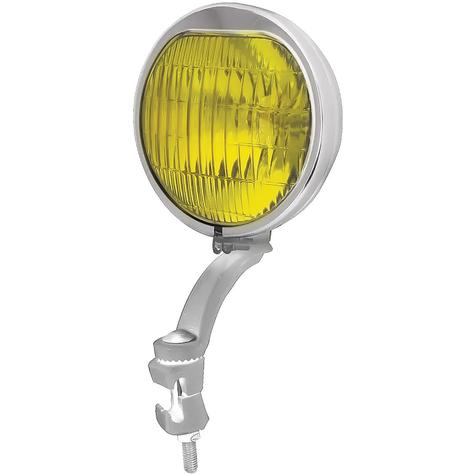 1940 Chrome Fog Light with Amber Glass Lens; Chrome Bracket