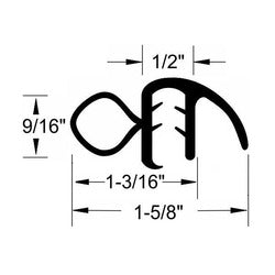 Push-On Side Bulb w/Lip Front Door Seal 1/4"
