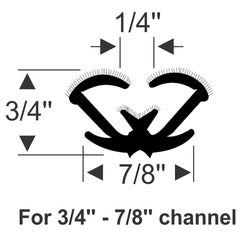 Unbeaded Rubber Channel 96" 3/4"