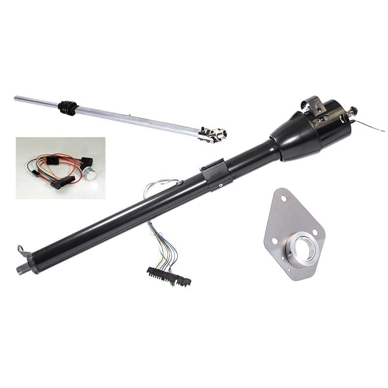 1966-77 Bronco Column Install Kit - Black Powdercoat Column Shift Column - for Aftermarket Wheel