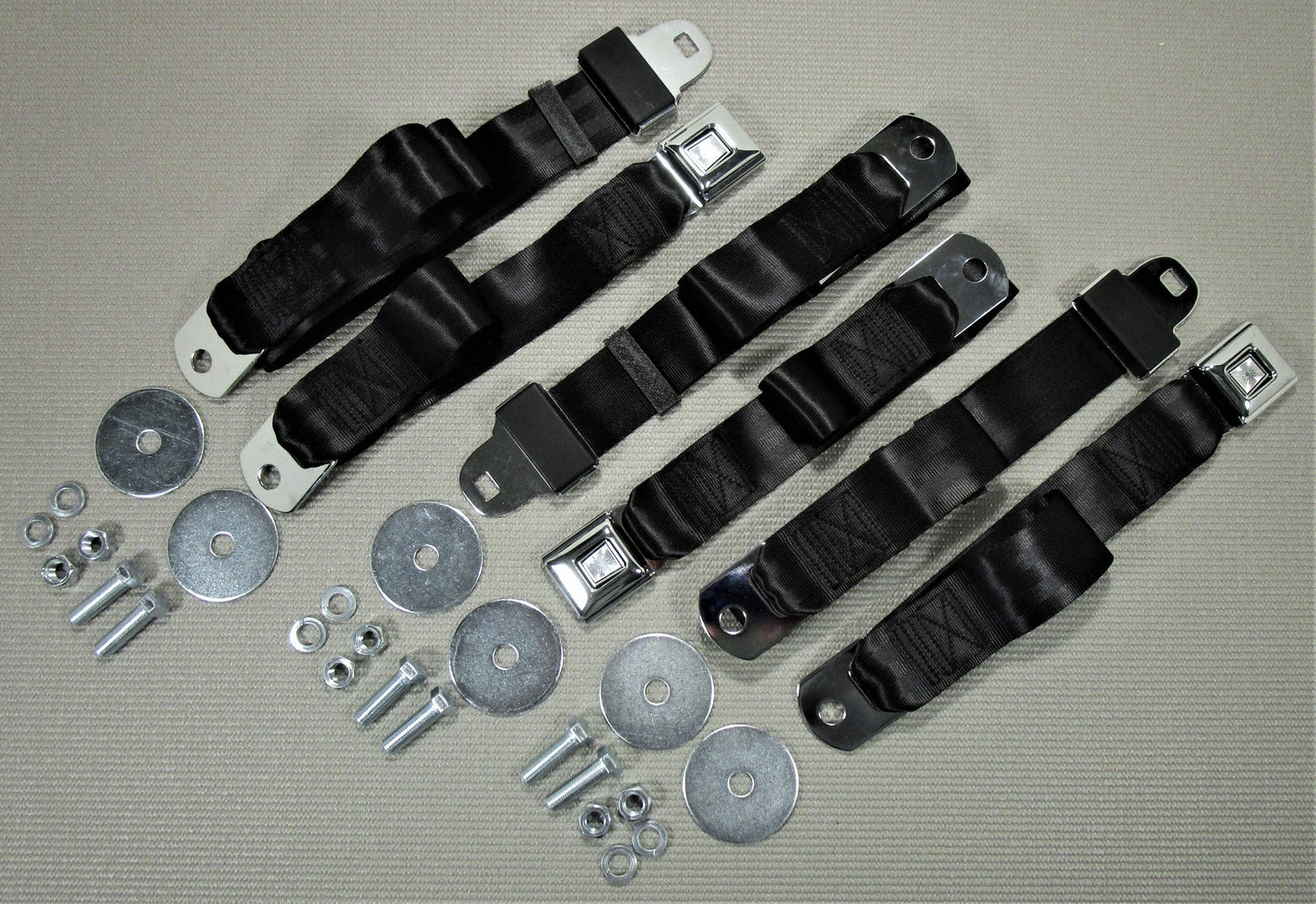 1955-1972 CHEVROLET GMC PICK-UP TRUCK CHROME OE STYLE BLACK SEAT BELTS 3 SETS