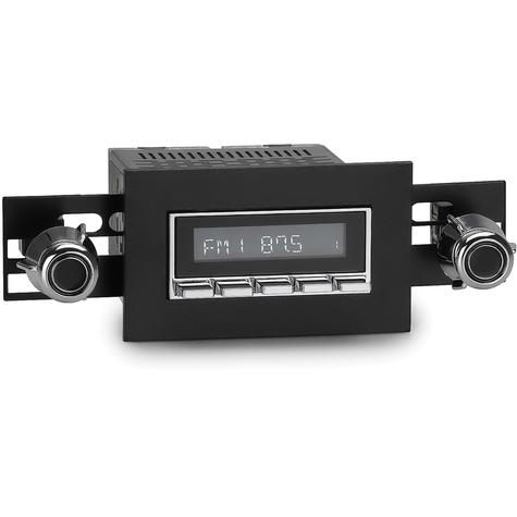 1974-86 RetroSound Hermosa Series Radio; Chrome Face w/ Chrome Buttons; Black Bezel w/ Chrome Knobs
