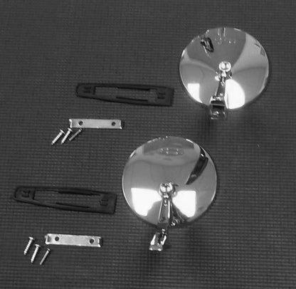 1966 - 1972 CHEVROLET NOVA FACTORY CHROME STEEL DOOR MIRROR SET W/ BOWTIE NEW