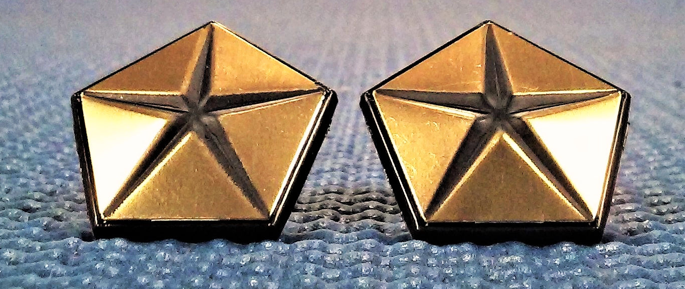 1967-1972 DODGE PLYMOUTH CHRYSLER MOPAR PENTASTAR GOLD FENDER EMBLEM SET OF 2EA