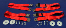 1955-1972 CHEVROLET GMC PICKUP TRUCK CHROME OE STYL BRIGHT RED SEAT BELTS 2 SETS