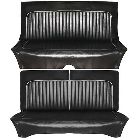 1961-62 Ford Falcon Futura 2-Door Deluxe Interior Front Bucket & Rear Bench Seat Upholstery Kit; Black