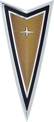 10005607 - 1978-81 Firebird; Arrowhead Emblem; Front Bumper Panel Emblem; Gold; with Hardware; GM Licensed