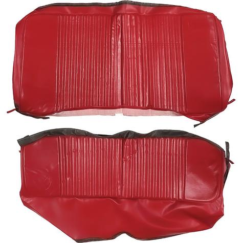 1966 Fairlane 500 Convertible Rear Bench Seat Upholstery; Red Sierra w Pichette Inserts